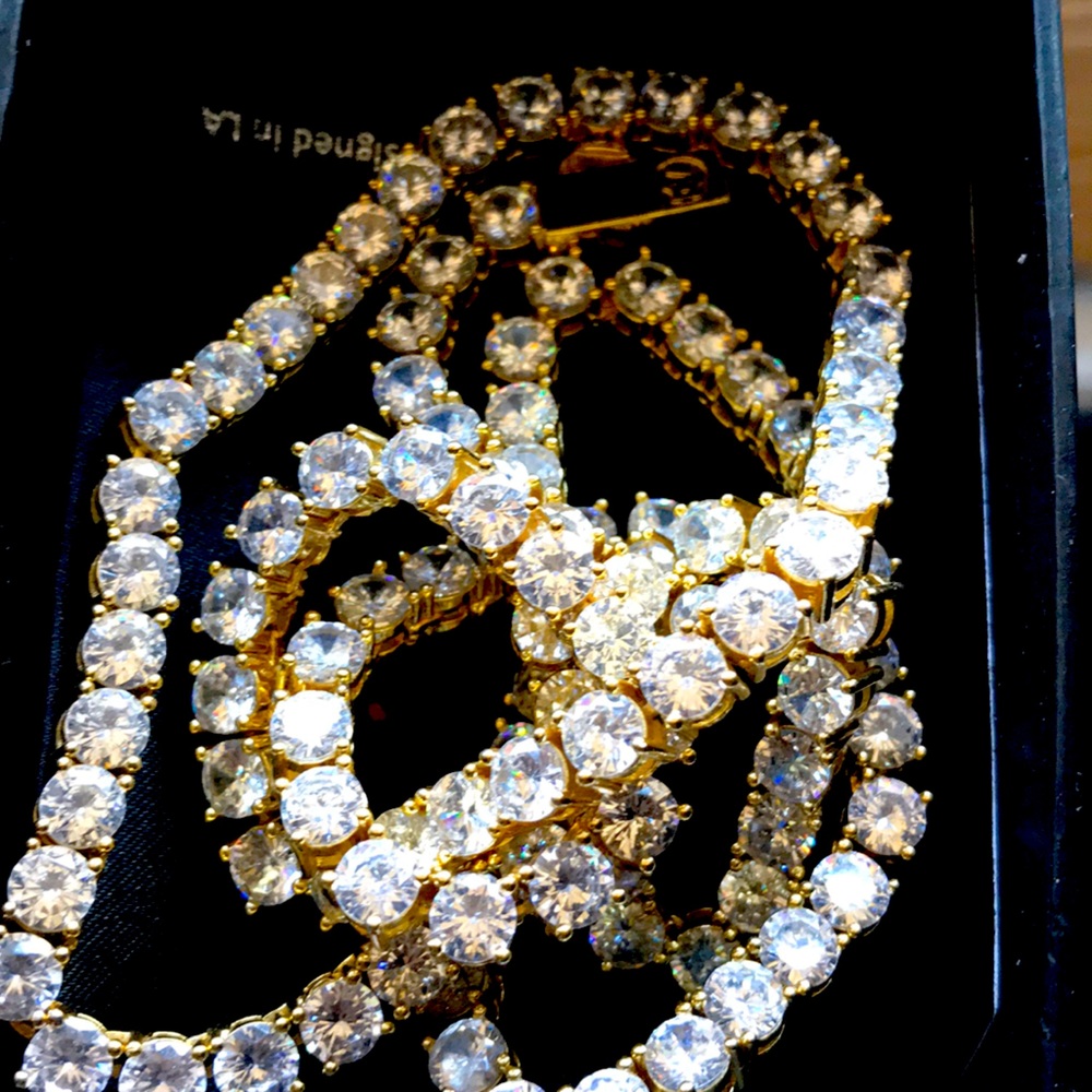 King ice 5mm 14k gold single row chain